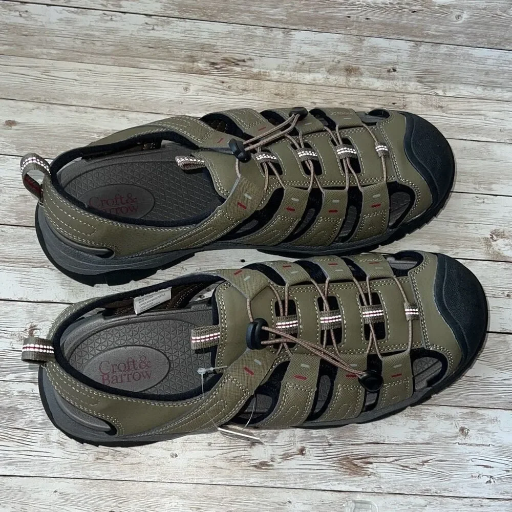 New! Sonoma Men’s Sherman Bump Toe Sandals Sz 13‎ Taupe Cushioned Footbed NWT